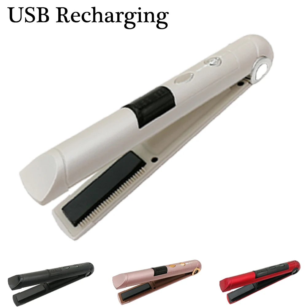 

Portable USB Recharging Mini Hair Straightener Irons LED Display Wireless Multifunctional Straightening Curling Hair Style Tool