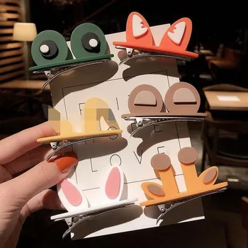 

1Pcs Cartoon Stereoscopic Animal Ear Hairpin 5 Styles For Choice Acrylic Duckbill Clip For Cute Women Girls Hair Accessories