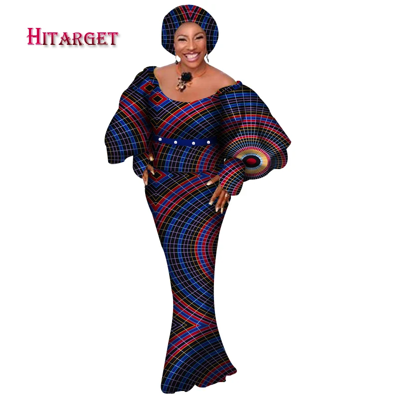 Hitarget африканские женские комплекты из 3 предметов Дашики хлопок Принт воск укороченный топ+ юбка комплект+ головной платок африканская одежда настраиваемый WY3770 - Цвет: 9