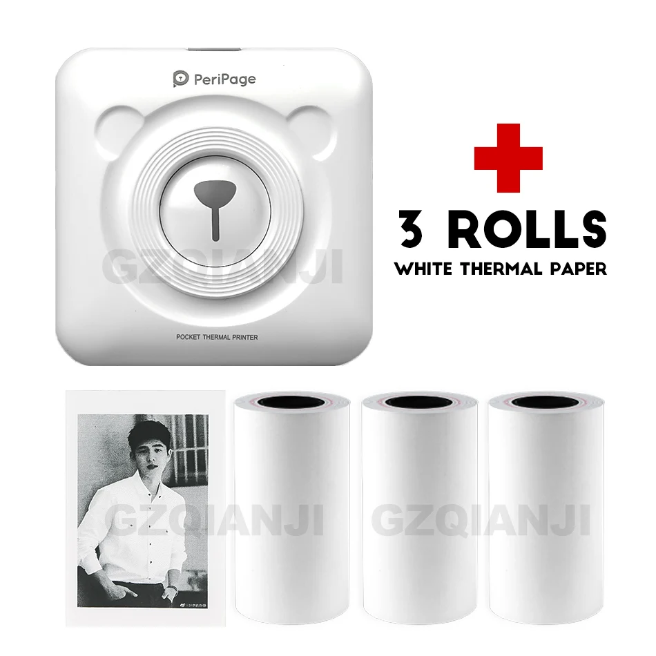 add 3 White Paper Карманный принтер для Android iOS Мобильный телефон Мини Bluetooth Портативный 58 мм Памятка День Рождения Девушка Подарок GZM5804 A6 - Цвет: add 3 White Paper