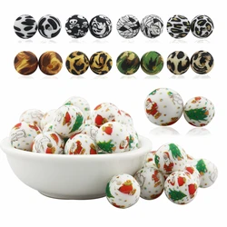 Cuentas de silicona para mordedor de bebé, pulsera de cadena de chupete artesanal, sin BPA, de grado alimenticio, juguetes de dentición para recién nacido, 10 piezas, 15mm