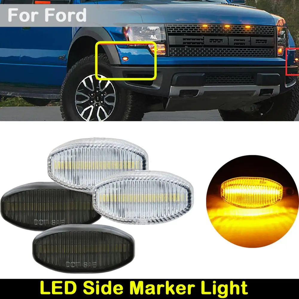 

For Ford F150 SVT Raptor 2010-2014 Clear or Smoked Lens Car Front Amber LED side marker lamp Turn Signal Light