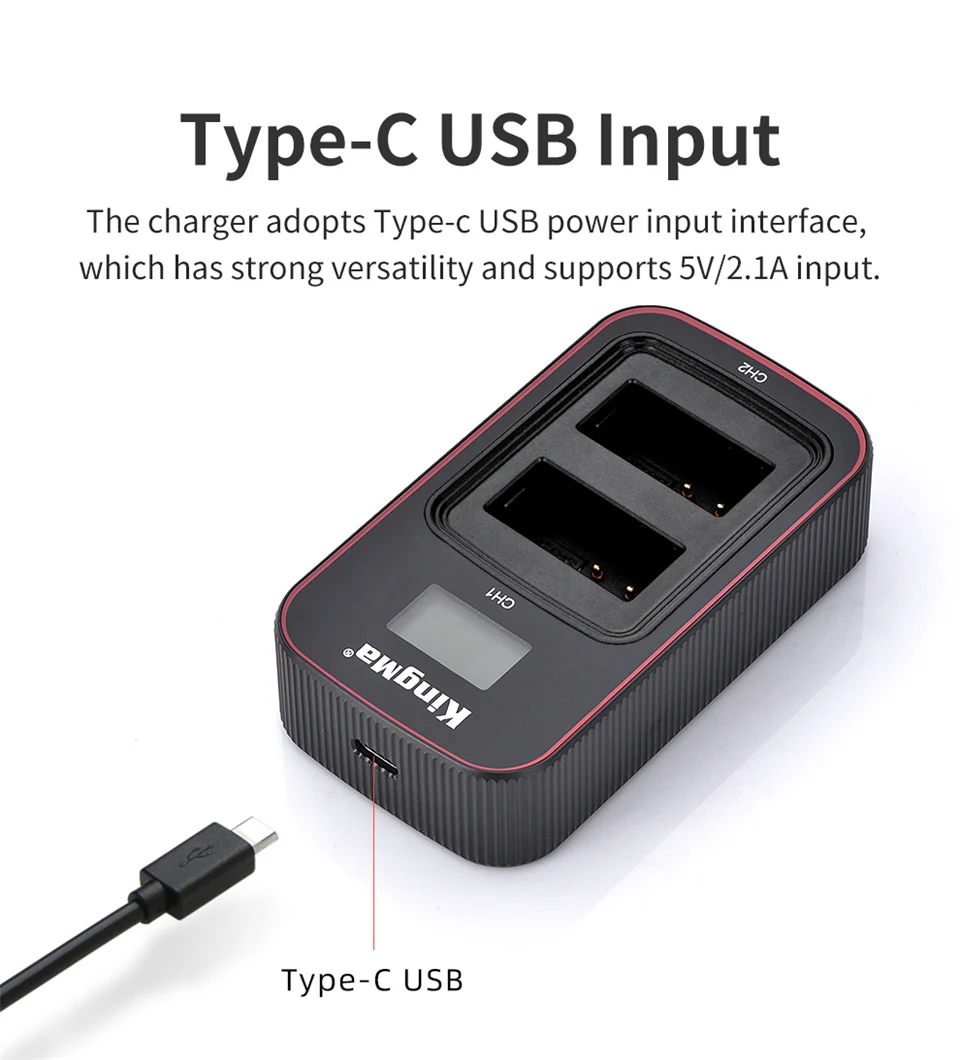 KingMa EN EL20 Battery LCD Type-C  USB Dual Charger For Nikon COOLPIX P1000 P950 J1 J2 J3 S1 Camera EN-EL20 Charger