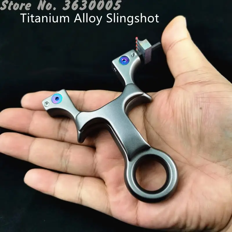 

Titanium Alloy Flat Leather Slingshot High Precision Slingshot Catapult Powerful Outdoor Hunting Shooting Slingshot Adults Games