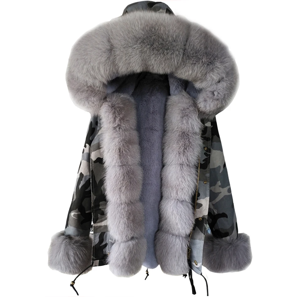 

New winter jacket ladies jacket hooded fox fur collar parka coat fur detachable imitation winter clothes