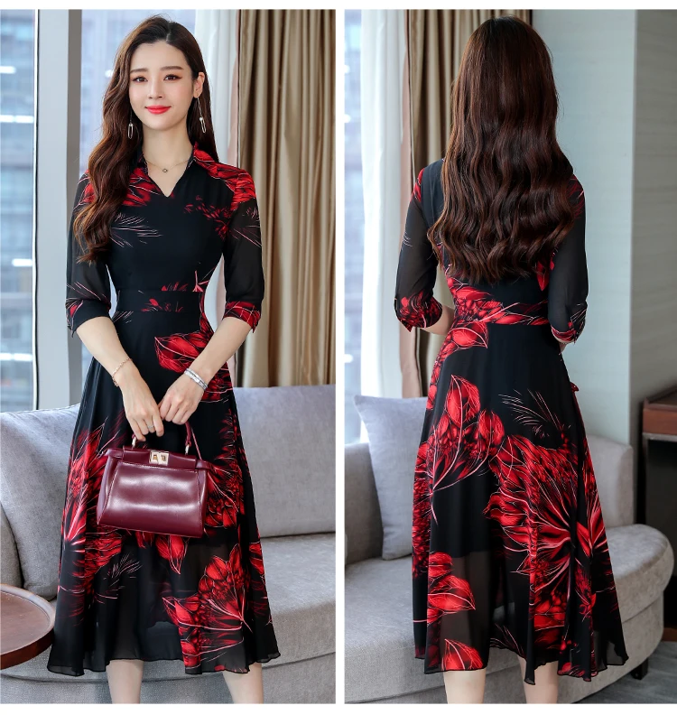 Женское богемное платье, популярное, с v-образным вырезом, сексуальное, Vestidos, элегантное, весна-лето, модное платье, длинный рукав, эластичное, тонкое, шифоновое платье