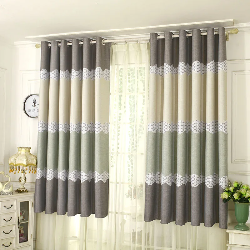 

Modern Simple Style Wavy Printed Bedroom Living Room Blind Window Curtains Short Balcony Perforated Curtain Home Decorations VC