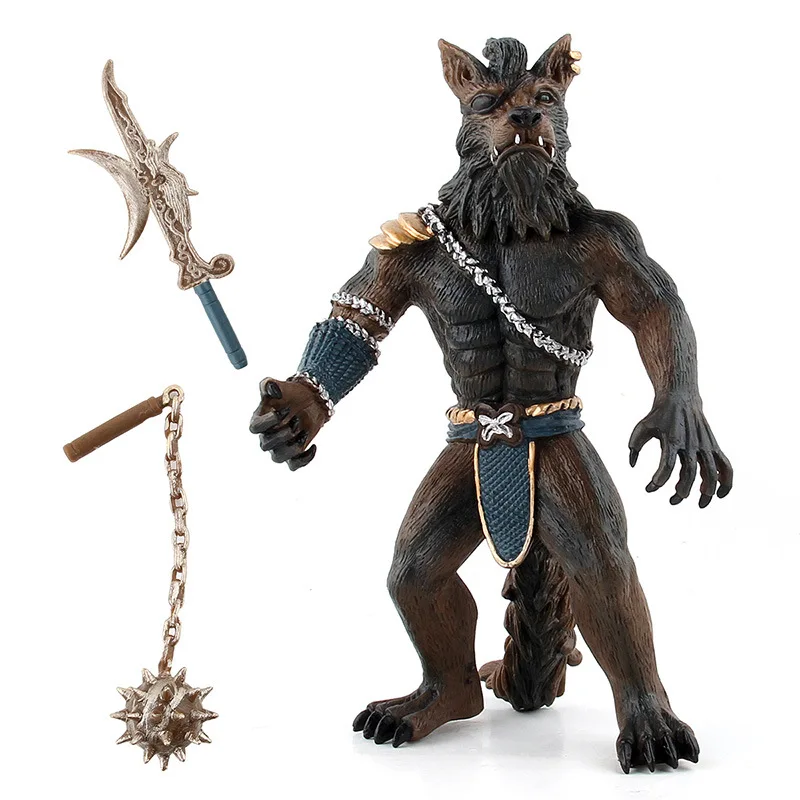 

Hot Selling with Weapons Model Wild Animal Solid Werewolf Soldiers Model Animal Garage Kit Decoration Toy