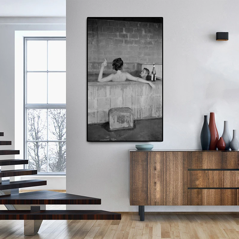 Актёр Стив Маккуин и жена принимает серу для ванной дома Холст Живопись Куадрос настенные картины для гостиной домашний декор плакат