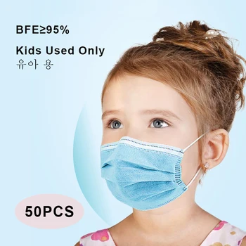 

50 PCS Children used Mask Disposable 95% Filtraion Bacteria Proof Filtration For Kids One Time Mouth Face Protective Mask kids