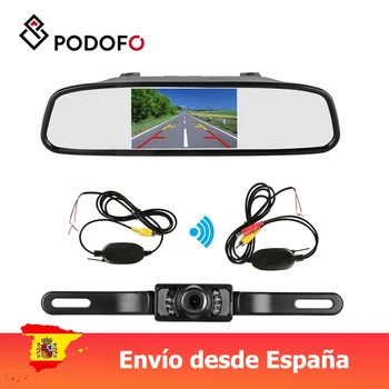 

Retrovisor display Podofo VEUR 4.3" pulgada con monitorizacion con Camara 4 LED parking asistida Car Rearview Blackup Camera