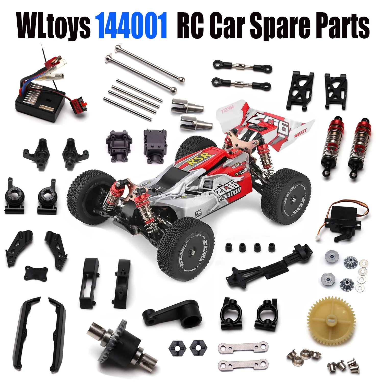 

WLtoys 144001 RC Car Spare Parts 4WD Metal Swing Arm Reinforcement Ball Screw Set Bearing Central Transmission Axis Motor 1/14