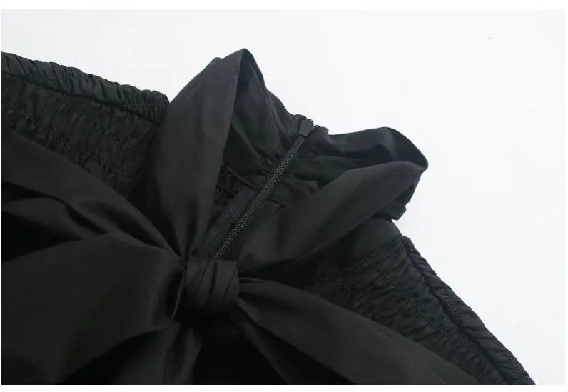 HCBLESS женские блузки Осень бант с воланами, плиссированное черное поплиновый Топ рубашка блузка