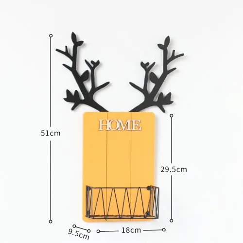 Креативное настенное украшение для гостиной, подвесная корзина с рогами, украшение для дома, настенная подвеска WF1126240 - Цвет: Цвет: желтый