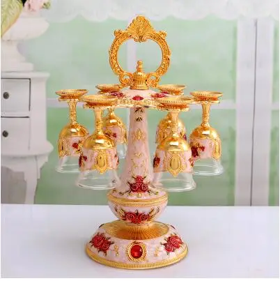 gold white red flowe 6 чашек/набор металлических кружки винного цвета бар аксессуары бутылка Диспенсер фляга для виски бокалы для напитков для лунного блеска подарочный набор для Вэнь JB008 - Цвет: gold white red flowe