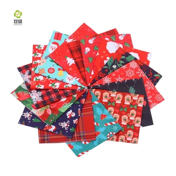 

ShuanShuo Elasticity Fabric For Christmas DIY Decoration Hat Bag Bell Doll Stocking Precut Bundle 15 Kinds color 24X24CM