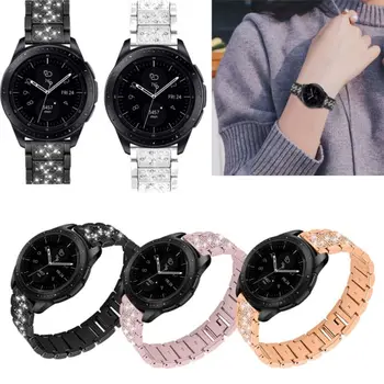 

Classic Rhinestones Stainless Steel Watch Band Strap For Samsung Gear S3 Frontier Galaxy Watch 46mm Replacement Accessories