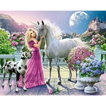 

DIY Diamond Painting horse Full Drill Round Diamond Embroidery Picture Rhinestone Diamond Mosaic Cartoon Home Decor