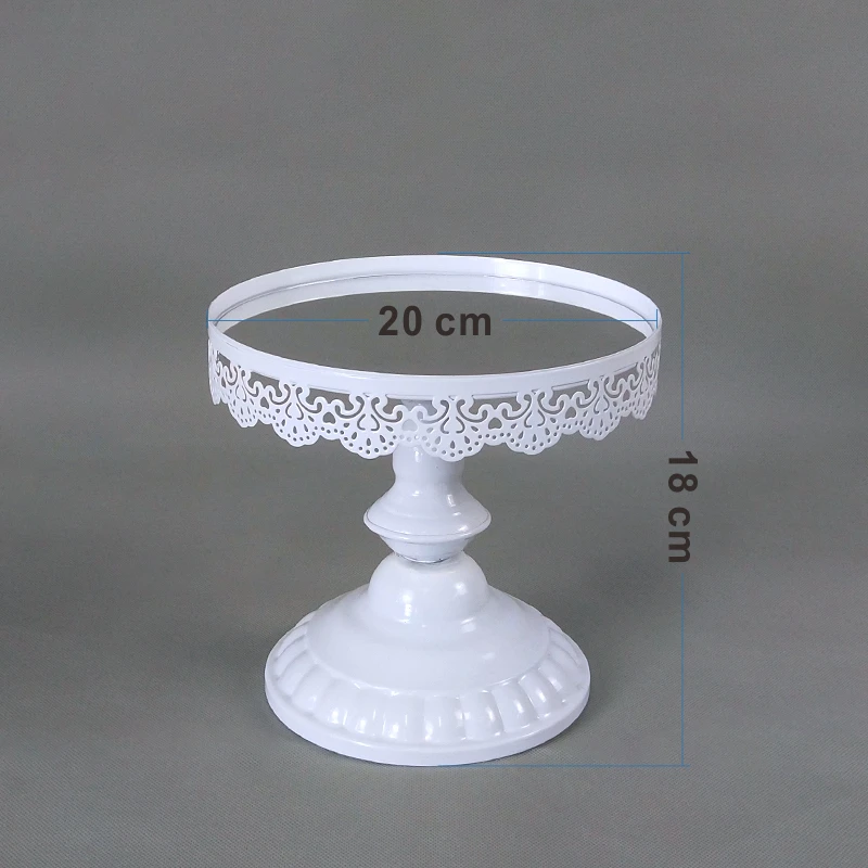 WHITE GOLD Mirror Round Metal Cake Stand Plate Home Wedding Birthday Party - Цвет: 20CM