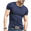 2022 Brand New Men's T Shirt Solid Color V Collar Short Sleeved T-shirt For Man White Tights Tshirts Fit Body Top Tees ► Photo 3/6