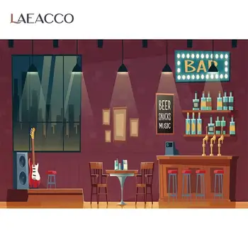 Online Laeacco Baby Cartoon Moderne Bar Restaurant Kaffee Shop Schreibtisch Innen Fotografischen Hintergrund Foto Hintergrund Für Foto Studio