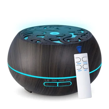 

550ml Ultrasonic Air Humidifier with Blue Speaker Wood Grain Essential Oil Aroma Diffuser LED Light Remote Control