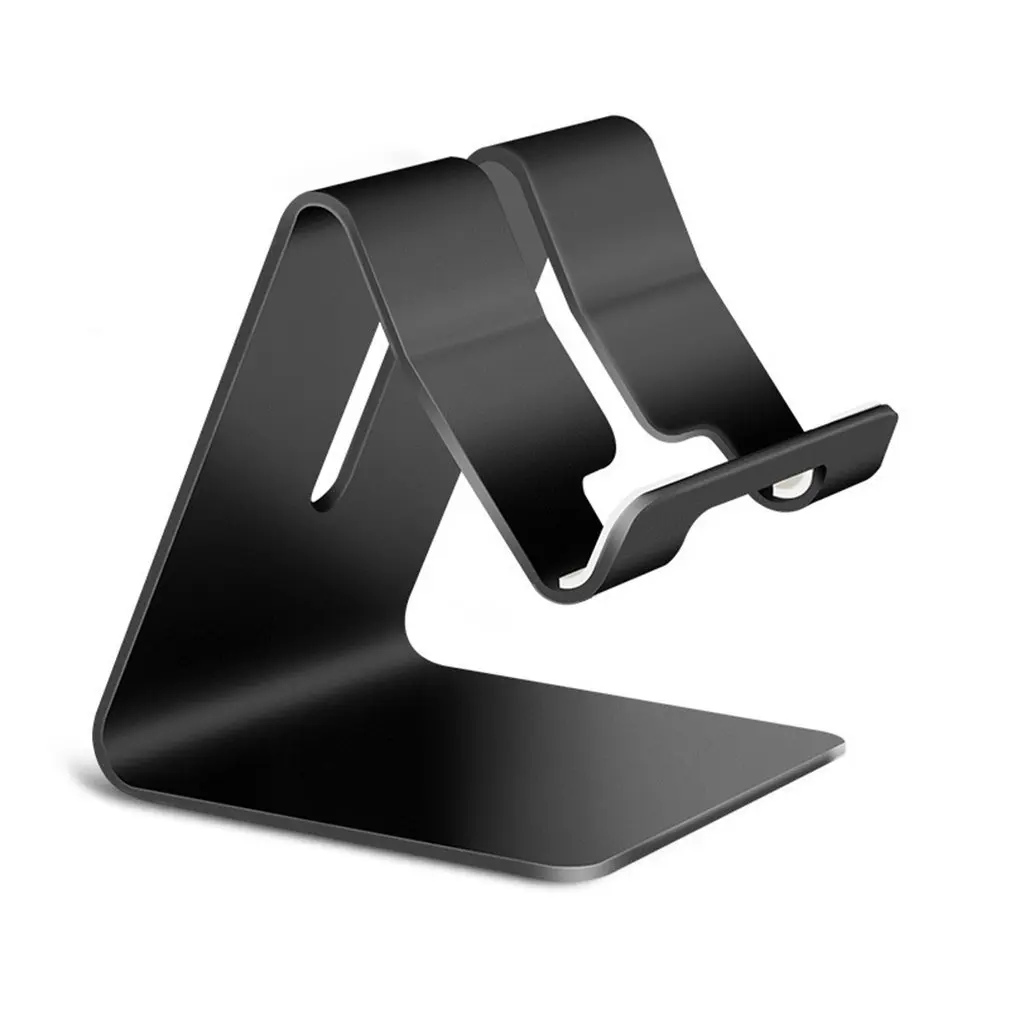 Универсальный алюминиевый держатель для мобильного телефона настольный компьютер металлическая основа нескользящий мобильный телефон планшет ленивый кронштейн - Цвет: black