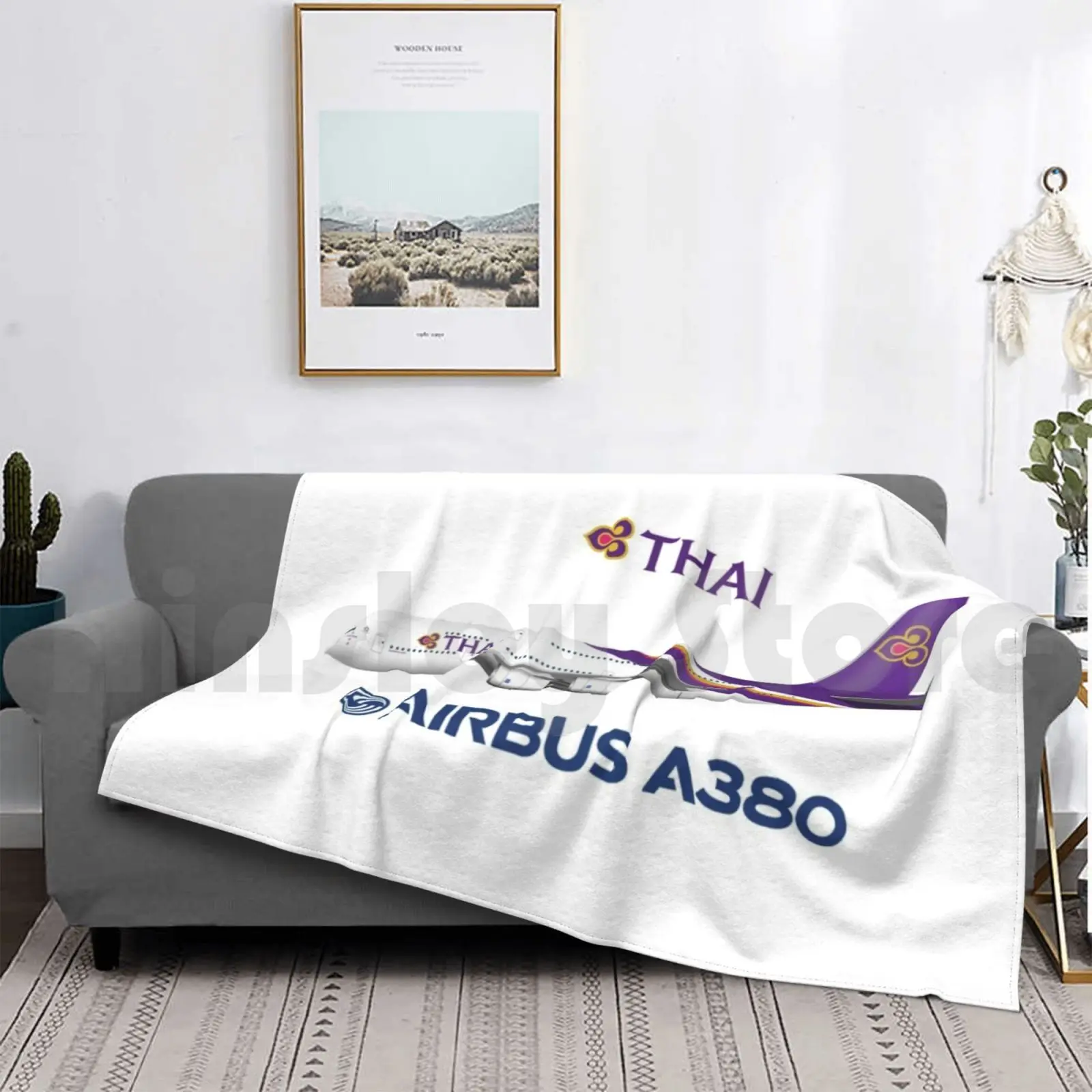 

Illustration Of Thai Airways Airbus A380-White Version Blanket Fashion Custom Airbus A380 Airbus A380 A380 Airbus Thai
