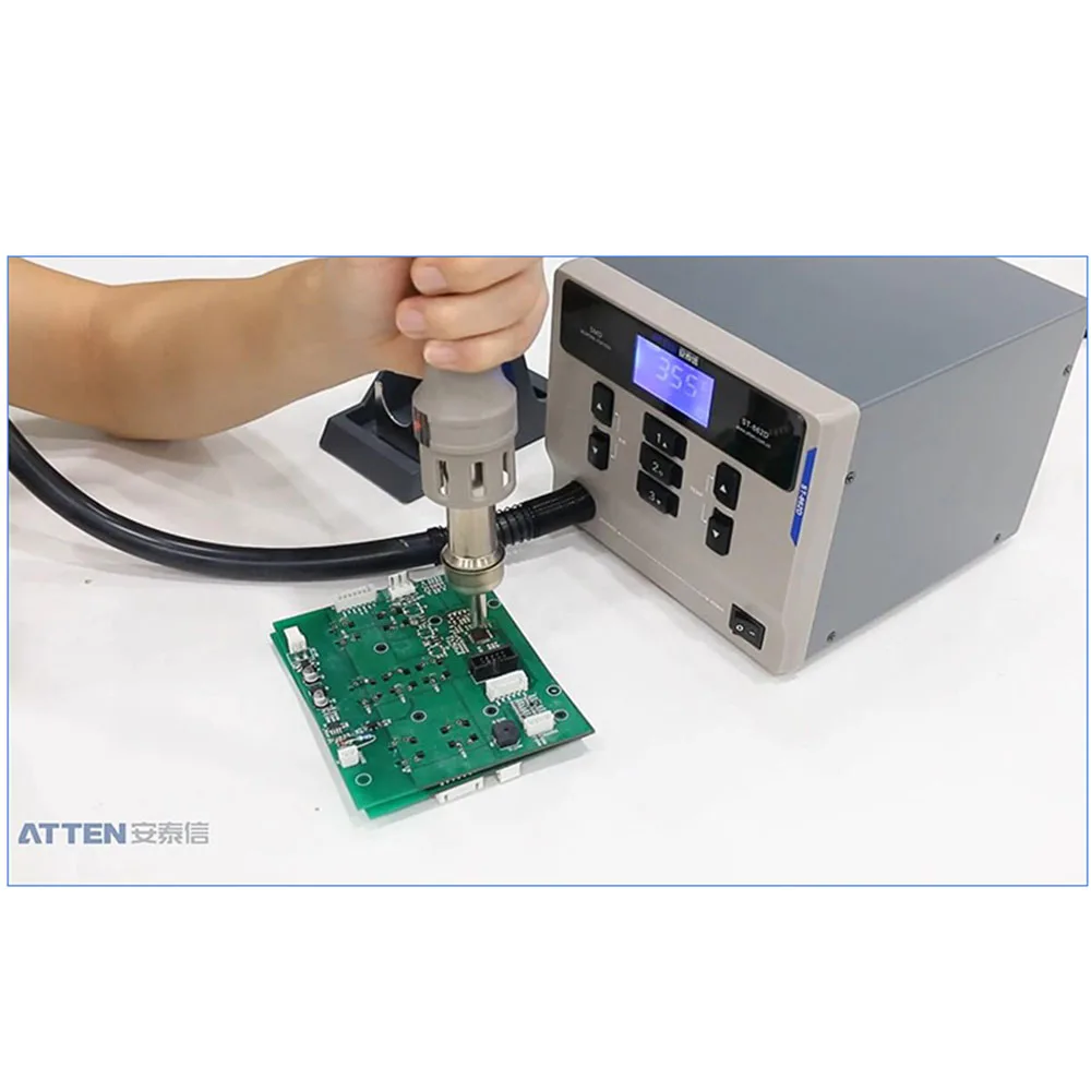 ATTEN ST862D 1000 Вт Интеллектуальная паяльная станция горячего воздуха для телефона PCB пайки ремонт прямой ветер и циклон паяльная станция