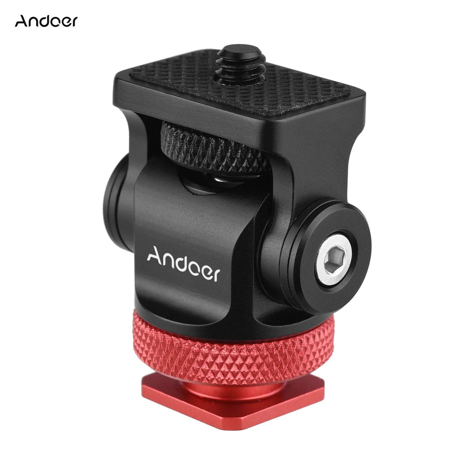 360 Rotatable Camera Monitor Cold Shoe Mount Adapter Head with 1/4