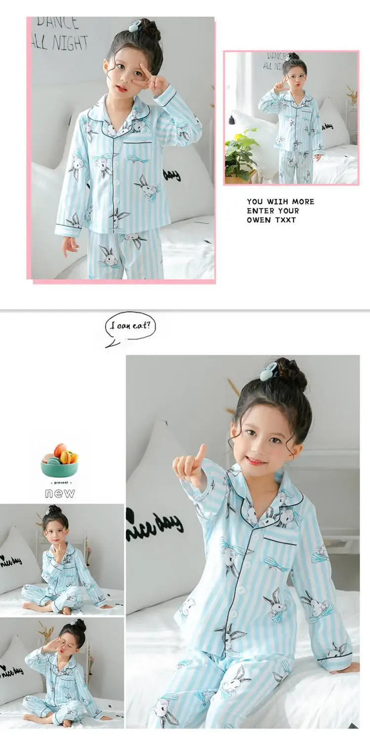 designer pajama sets Autumn Girls cotton pajamas set Children cute pyjamas Thin Sleepwear baby soft Loungewear Kids Pyjamas Boy short Top+ Pant best nightgowns