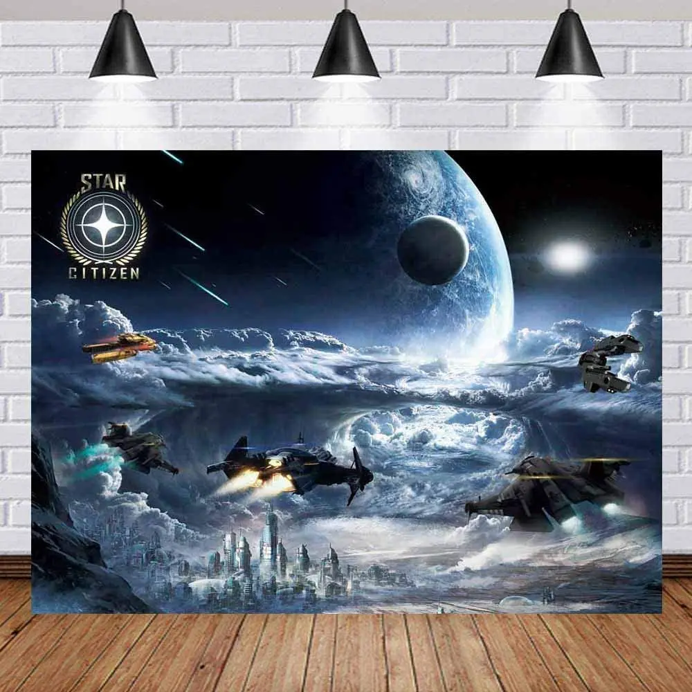 Star Citizen Photography Fondale Poster Videogioco Party Star S Sky Background Blu Scuro Halo Glitters Star S Purple The Earth