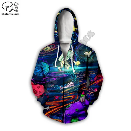 zip hoodie Для мужчин wo Для мужчин Армстронга космический костюм Galaxy 3D из двух предметов: толстовка с капюшоном и рисунком котенка Вселенной Длинные рукава Толстовка Harajuku пальто на молнии; пуловер - Цвет: zip hoodie
