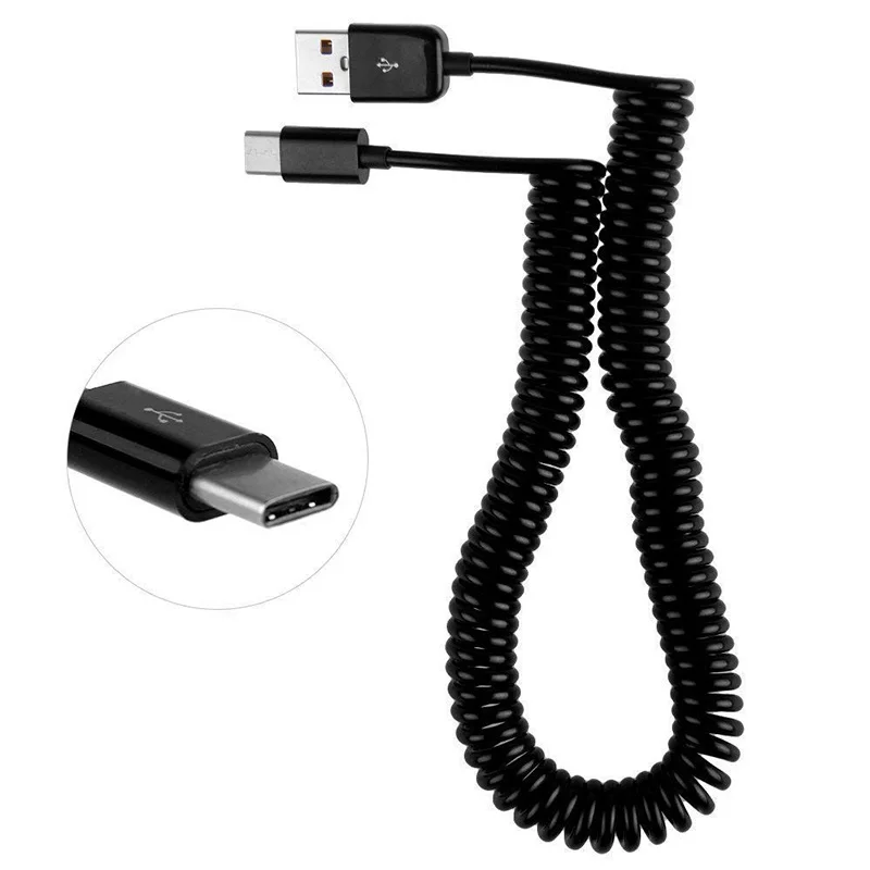 Спиральный Кабель USB Type-C 1 м 3 для Samsung S10 S9 S8 быстрая зарядка | Мобильные телефоны и