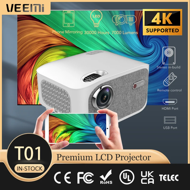 PROD 1005003350889192 VEEMI Premium LCD Projector Portable Phone WiFi
for HD 1080P Video Proyector 7000 Lumens Beamer Home Cinema