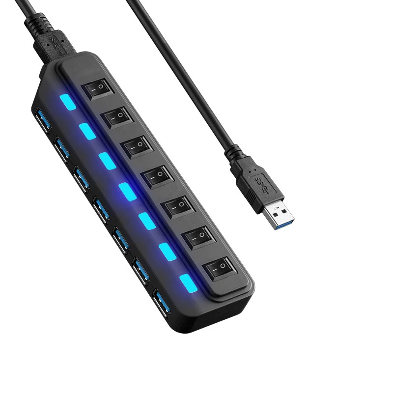 4/7 puertos USB 3,0 Hub de alta velocidad 5Gbps adaptador/divisor USB extensor de Cable ampliamente Compatible para PC y ordenador portátil
