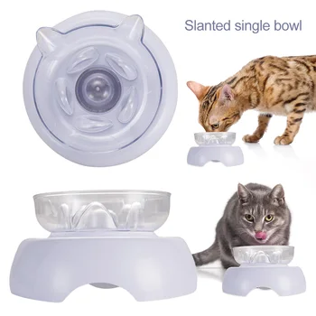 

Cat Food Bowls 15 Degrees Tilted Pet Bowls White Stand Transparent Bowl FP8