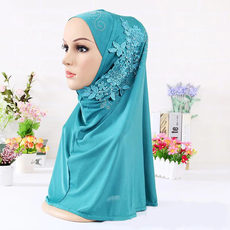 

Muslim Hijabs Women Muslim Stretch Lace Turban Hat Chemo Cap Hair Loss Head Scarf Wrap Headscarf Instand Hijab
