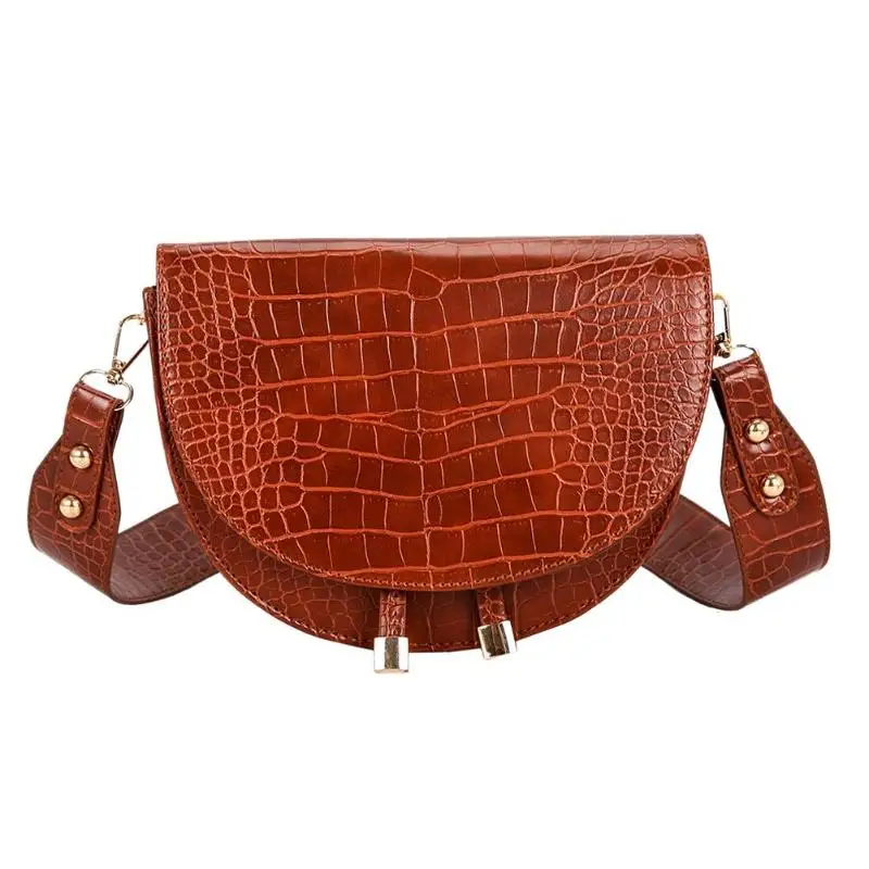 Ретро сумка женская из крокодиловой кожи сумка для покупок Ретро сумка через плечо женская полукруглая маленькая сумка через плечо из искусственной кожи - Цвет: Light Brown