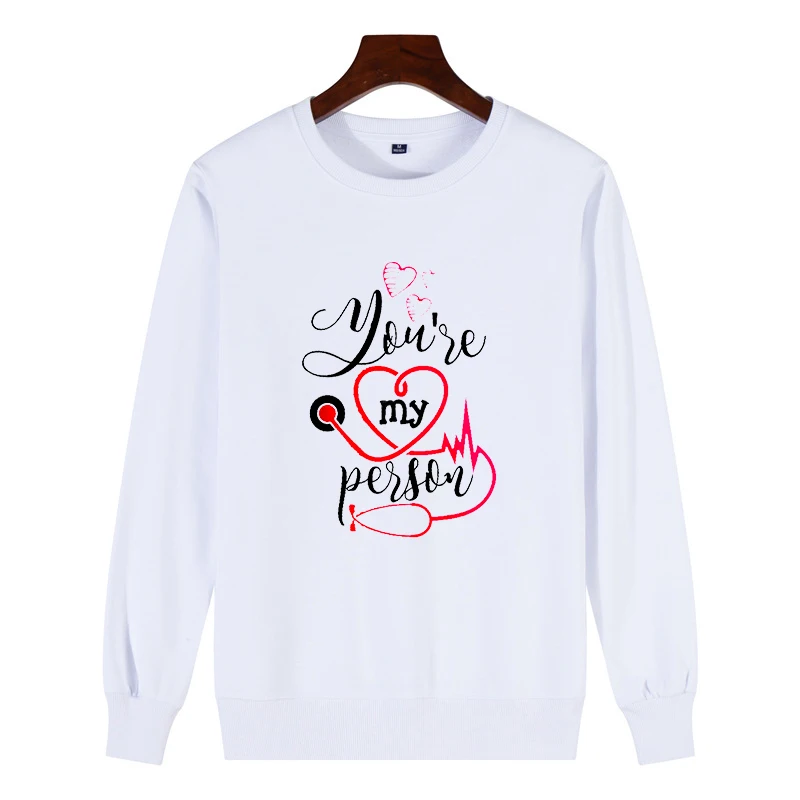 

Cartoon Greys Anatomy Cotton Sweatshirt Men/Women You're My Person Letter 90s Harajuku Ullzang Fashion Unisex Pullover Female