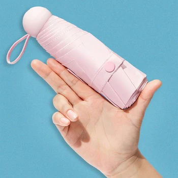 

Five-holding Portable Pocket Clear Umbrella Sun Protection UV folding Umbrella Female Sunshade Rain Dual-use Capsule Compact