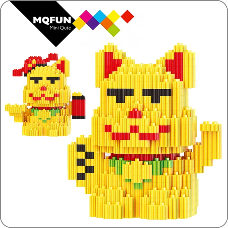 

Linkgo Building Blocks Animal LUCKY fortune CAT action figures Mini Block DIY assembly Model Plastic Bricks Educational Toy