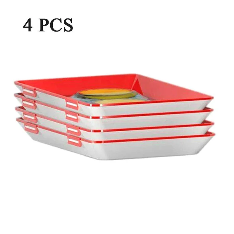 TEENRA Creative Food Preservation Tray Stackable Food Fresh Tray Magic Elastic Fresh Tray Reusable Food Storage Container - Цвет: 4PCS