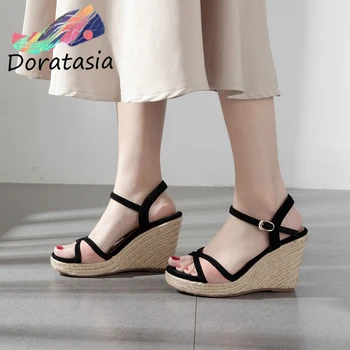

DORATASIA Summer Girl Sandals Platform Mixed Color Wedges Sandals Women 2020 Fashion Buckle Strap Shoes Woman