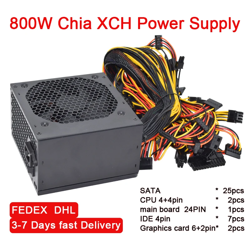 Новый блок питания ATX 800 Вт chia XCH 25 жестких дисков SATA Интерфейсы Поддержка 2