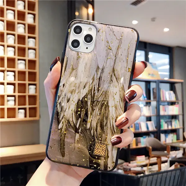 D48 Шикарный мраморный Золотой фольгированный чехол для телефона s для iPhone 11 Pro Max XS XR X 8 7 Plus 6 6s чехол Блестящий Мягкий силиконовый чехол для iPhone XS Max - Цвет: D48