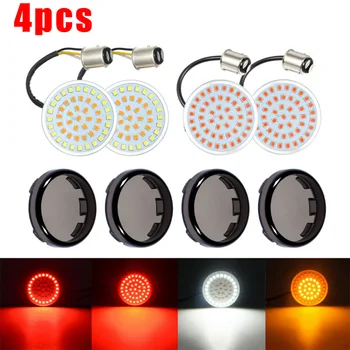 

4pcs Multi-function 12V SMD Turn Signals Brake Lights 1157 LED Bullet Smoke Lens For Harley Front And Rear