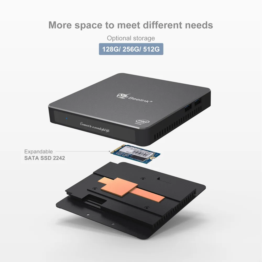 Beelink Gemini T34 Мини ПК Intel Apollo Lake J3455 Мини ПК Windows10 8 Гб 128/256/512 GB двойной Экран Дисплей 2,4G/5,8G, Wi-Fi, BT4.0
