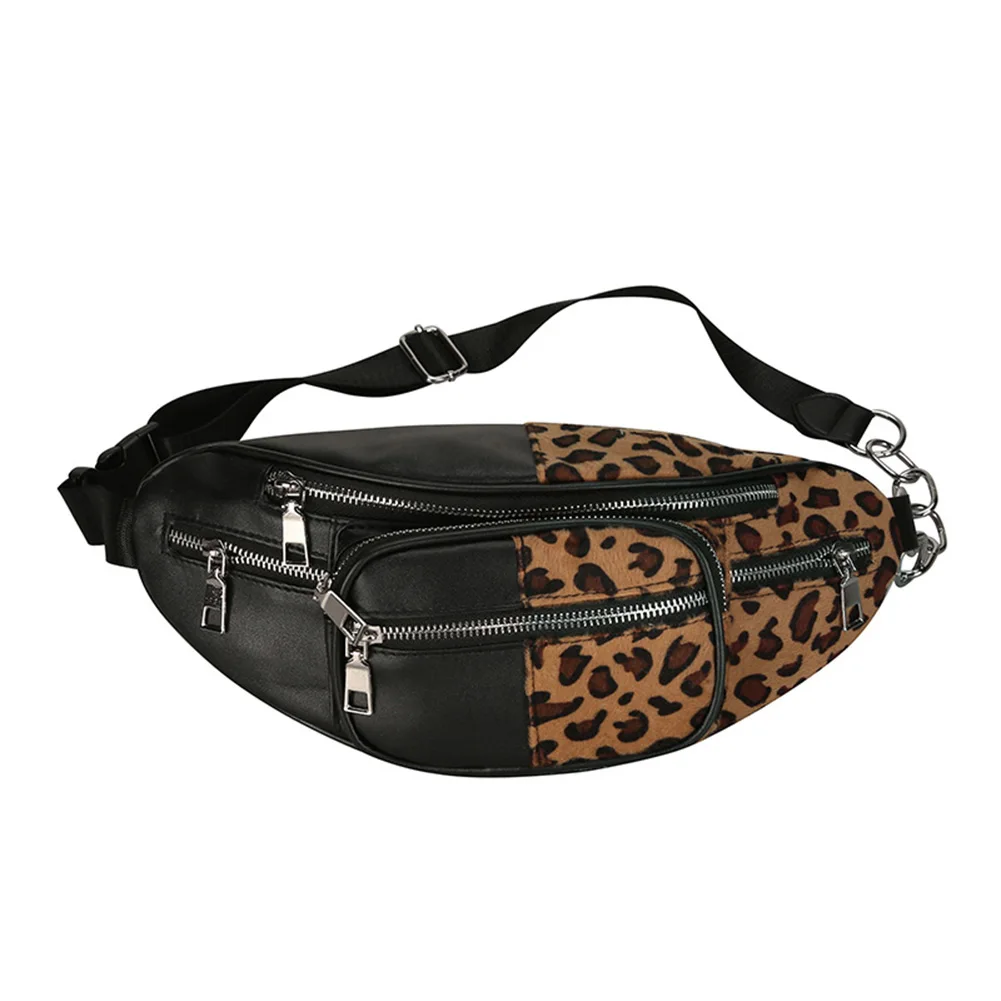 leopard fleece waist bag