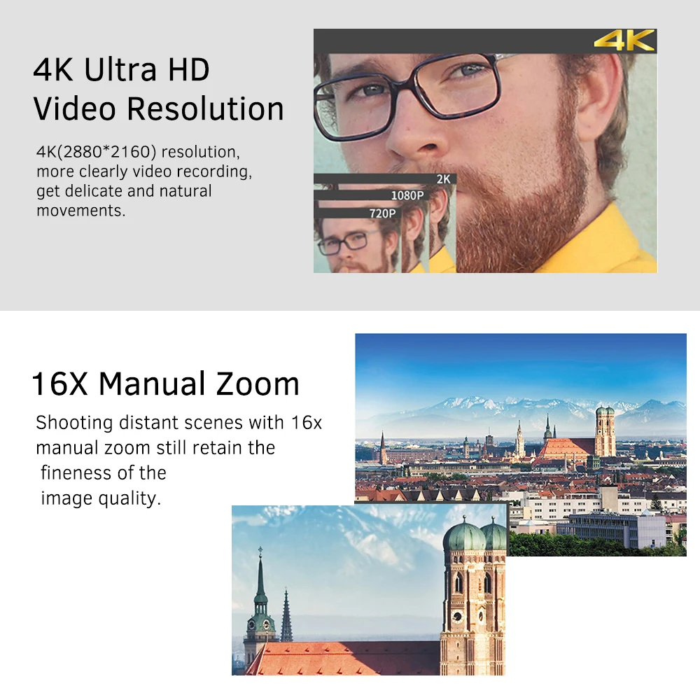 30MP 16X зум ИК ночного видения 4K WiFi цифровая видеокамера DV с 2 шт. аккумуляторные батареи объектив микрофон бленда объектива